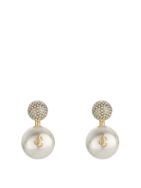 Jimmy Choo Boucles D'Oreilles - Blanc | AURIEARRINGSJIQGOLDWHITECRYSTAL