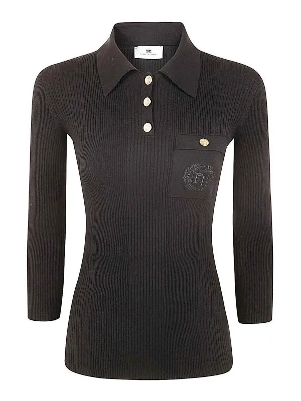 Elisabetta Franchi Polo - Noir - Noir - Femme | MK09B46E2110