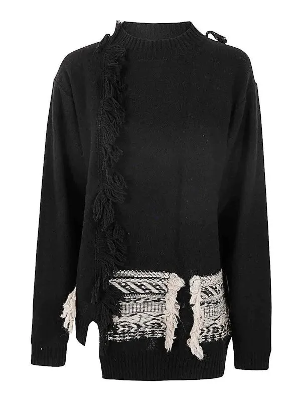 Y'S Pull Col Rond - Noir - Noir - Femme | YBK866822 | thebs.com