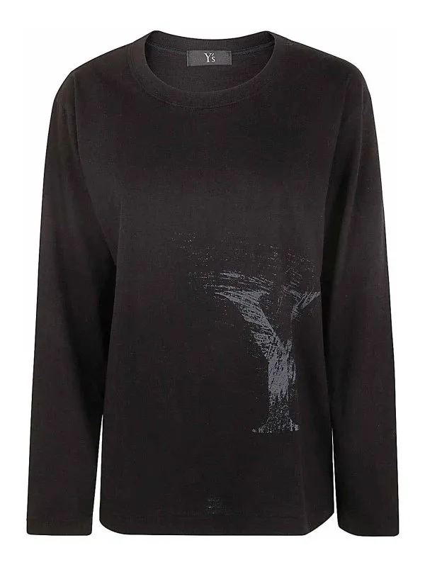 Y'S Pull Col Rond - Noir - Noir - Femme | YBT826772 | thebs.com