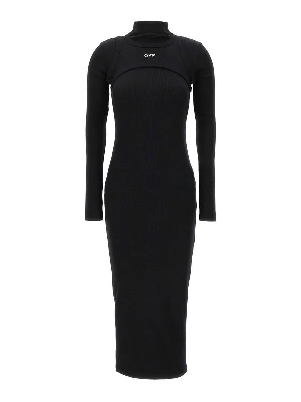 Off-White Maxi Robe - Noir - Noir - Femme | OWDB495C99JER0011001