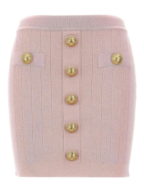 Balmain Jupe Midi - Couleur Chair - Couleur Chair | DF1LB290KB074CO