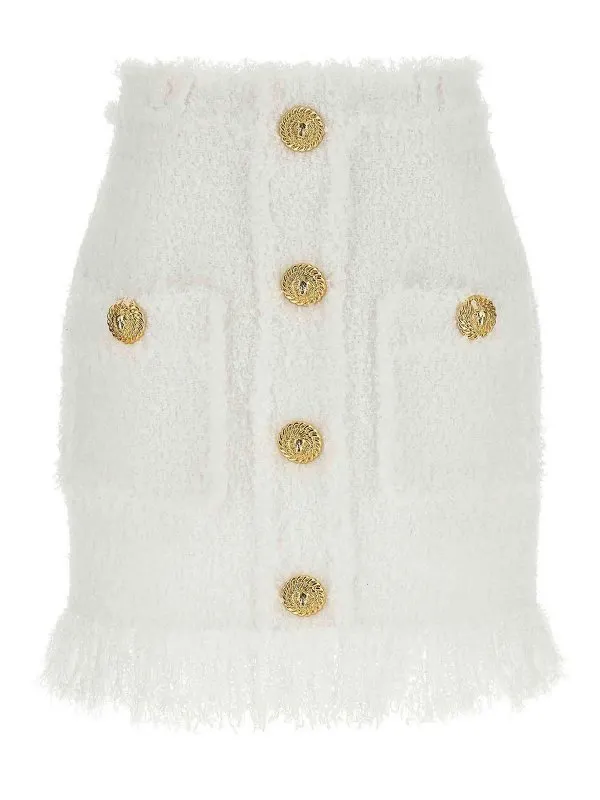 Balmain Jupe Midi - Blanc - Blanc - Femme | DF1LBA20XC670FA