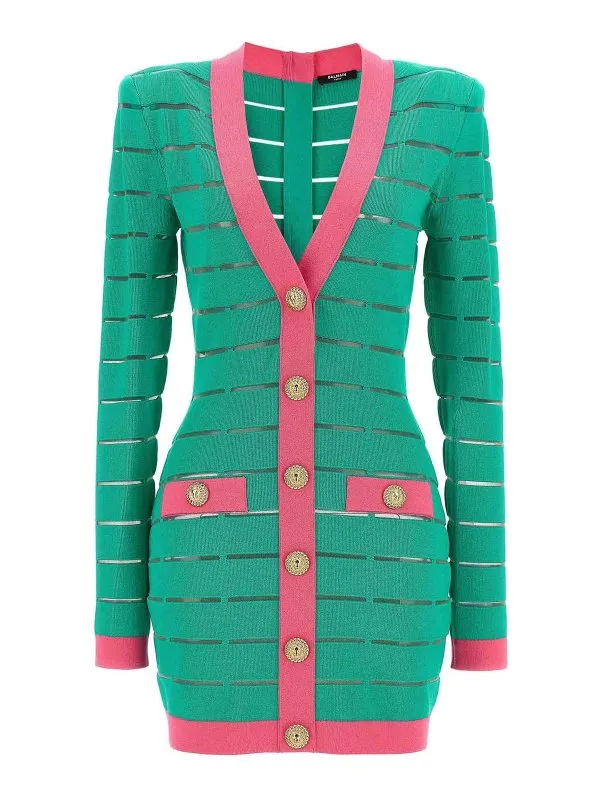 Balmain Robe Au Genou - Vert - Vert - Femme | DF1R8053KG59UIH