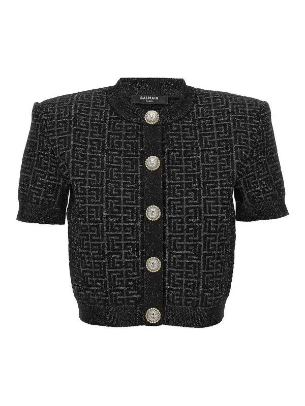 Balmain Cardigan - Monogram - Noir - Femme | DF1SB215KG96EAC