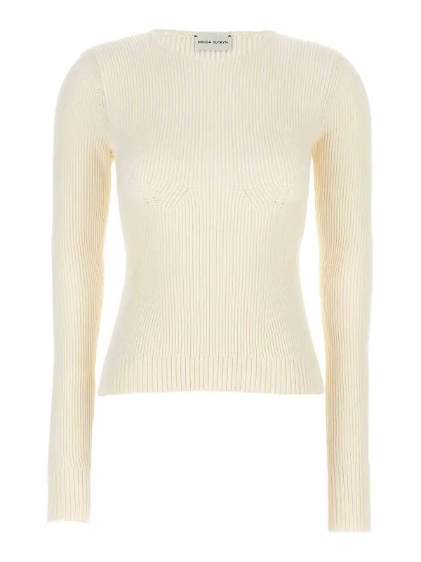 Magda Butrym Pull Col Rond - Blanc - Blanc - Femme | 307724CREAM