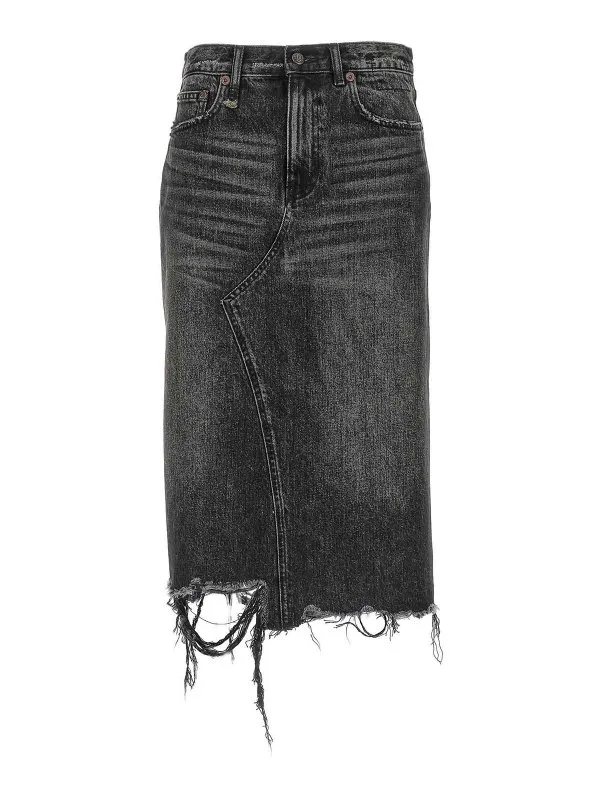 R13 Jupe Midi - Noir - Noir - Femme | R13WD100D239D | thebs.com