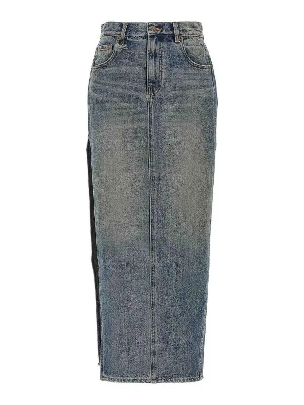 R13 Jupe Midi - Bleu - Bleu - Femme | R13WD102D213A | thebs.com