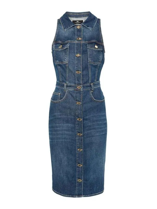 Elisabetta Franchi Robe Au Genou - Foncé Délavé | AJ37D41E2104