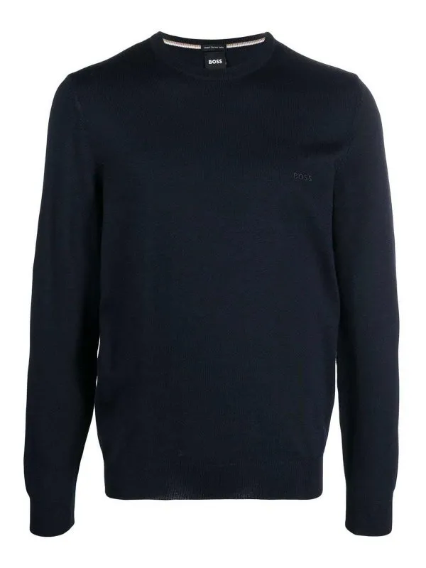Hugo Boss Pull Col Rond - Bleu - Bleu - Homme | 50476364BOTTO404