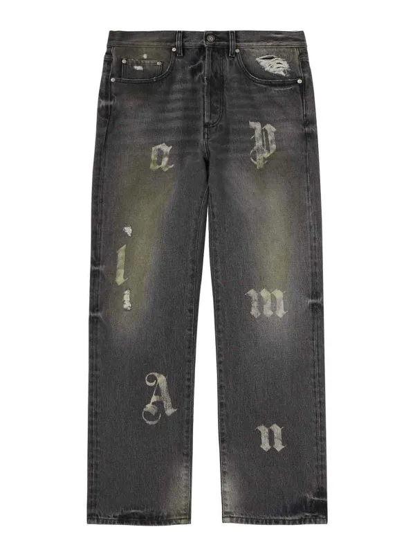 Palm Angels Jean Droit - Noir - Noir - Homme | PMYA041F24DEN0011010