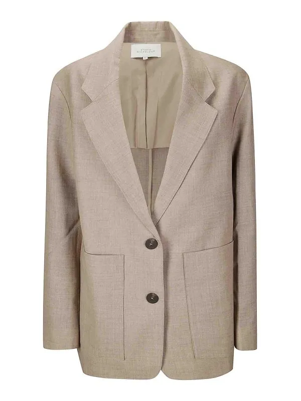 Studio Nicholson Blazer - Noir - Crème | CONDESNW1529STRAWMELANGE