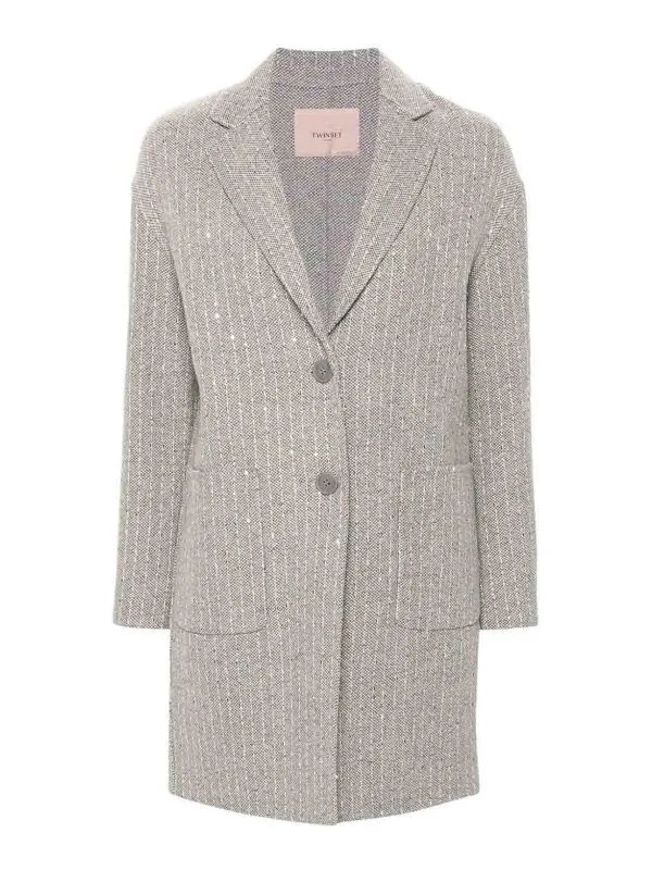Twinset Manteau Au Genou - Gris - Gris - Femme | 242TP205011747