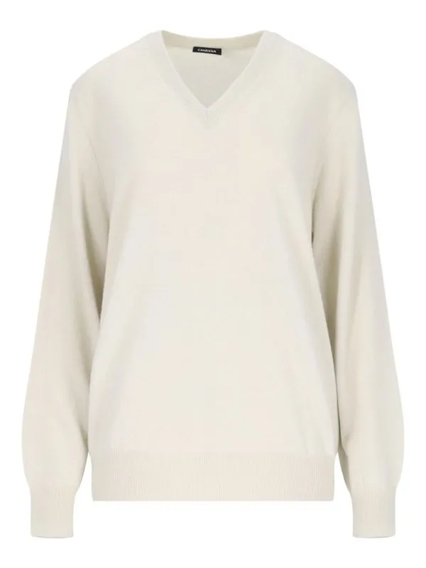Canessa Pull À Col V - Blanc - Blanc - Femme | NWKV008FK0001012