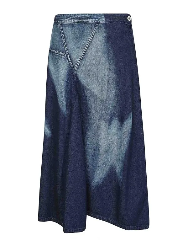 Yohji Yamamoto Jupe Midi - Délavé - Délavé - Femme | YOS990051