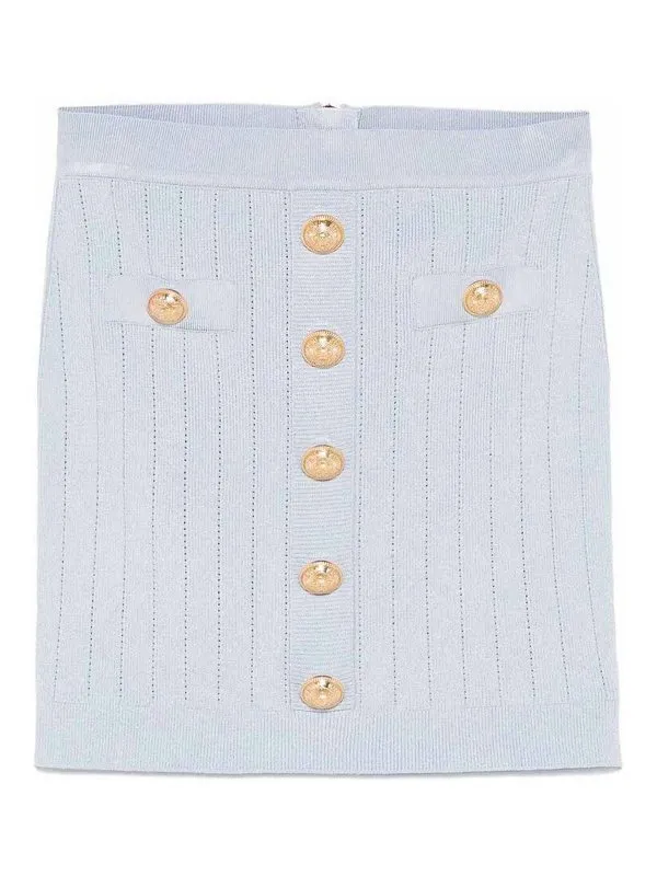 Balmain Jupe Midi - Bleu - Bleu - Femme | EF1LB290KB076AC