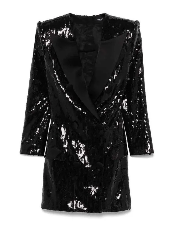Balmain Robe Au Genou - Noir - Noir - Femme | EF1R9239MG120PA