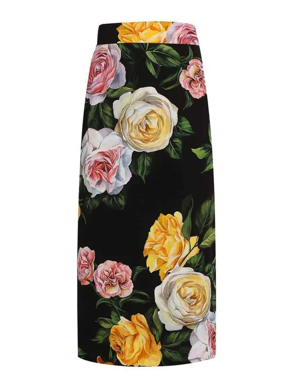 Dolce & Gabbana Jupe Midi - Noir - Multicolore | F4B6UTFSA7BHN5IY