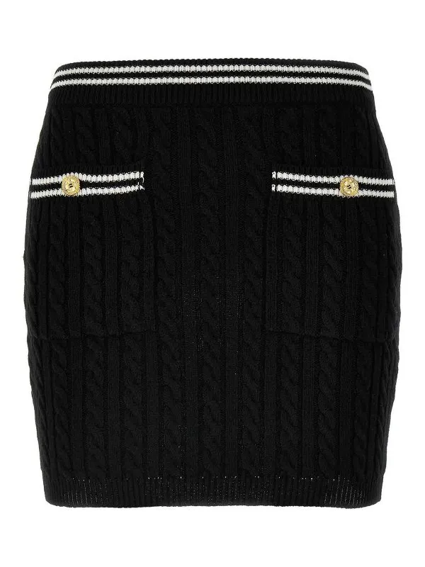 Alessandra Rich Jupe Midi - Blanc - Noir | FABX3687K42640091