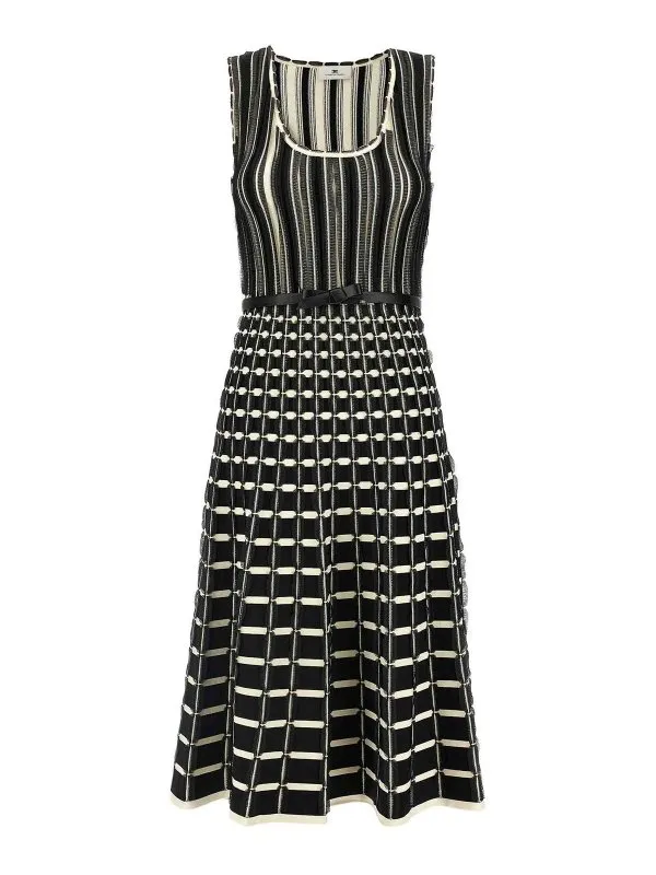 Elisabetta Franchi Maxi Robe - Blanc - Noir - Femme | AM49S51E2685