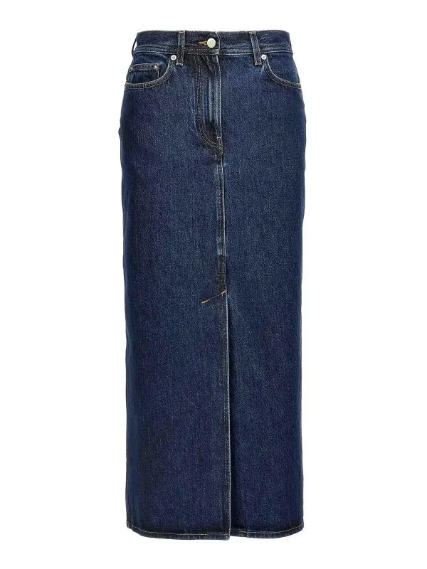 Loulou Studio Jupe Midi - Bleu - Bleu - Femme | RONAWASHEDBLUE