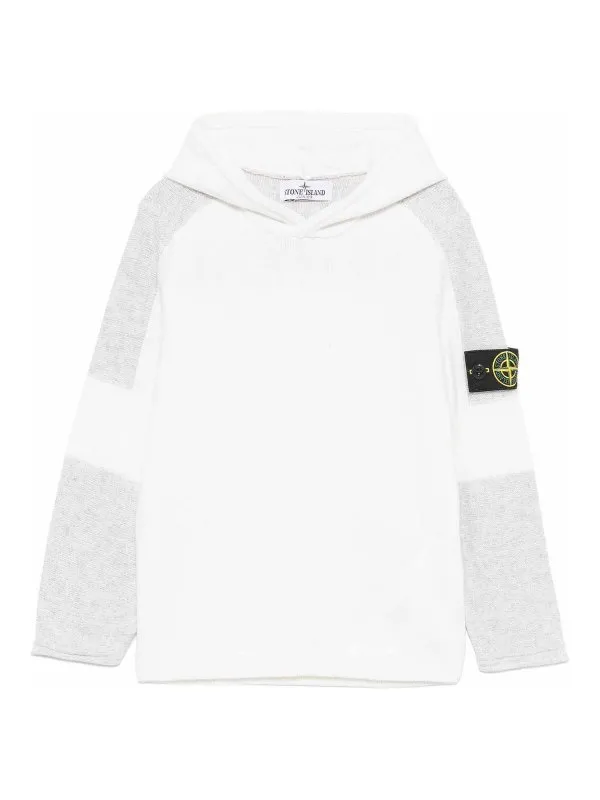 Stone Island Junior Pull Col Bateau - Blanc | 8116506Z2V0099