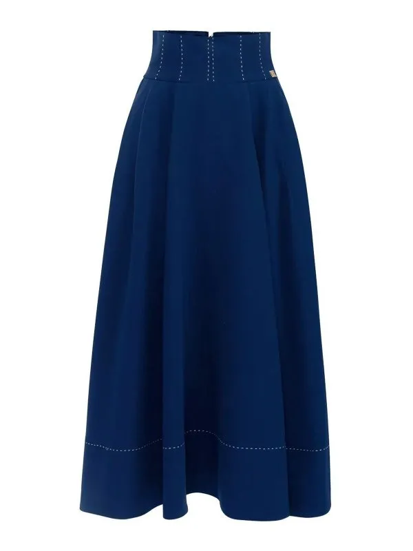 Elisabetta Franchi Jupe Midi - Bleu - Bleu - Femme | GO08151E2DC8