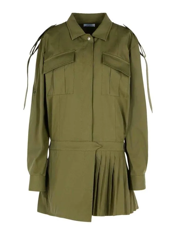 Off-White Robe Au Genou - Vert - Vert | OWDG00AS25FAB0025801