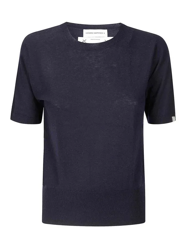 Extreme Cashmere Pull Col Bateau - Bleu Foncé | N416NOORNAVY