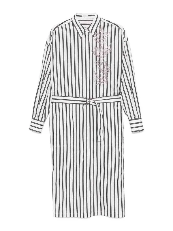 Brunello Cucinelli Robe Au Genou - Blanc - Blanc | MH765ARJ61C046