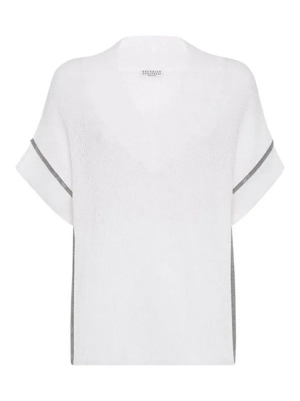 Brunello Cucinelli Pull À Col V - Blanc - Blanc | MOA718812C159