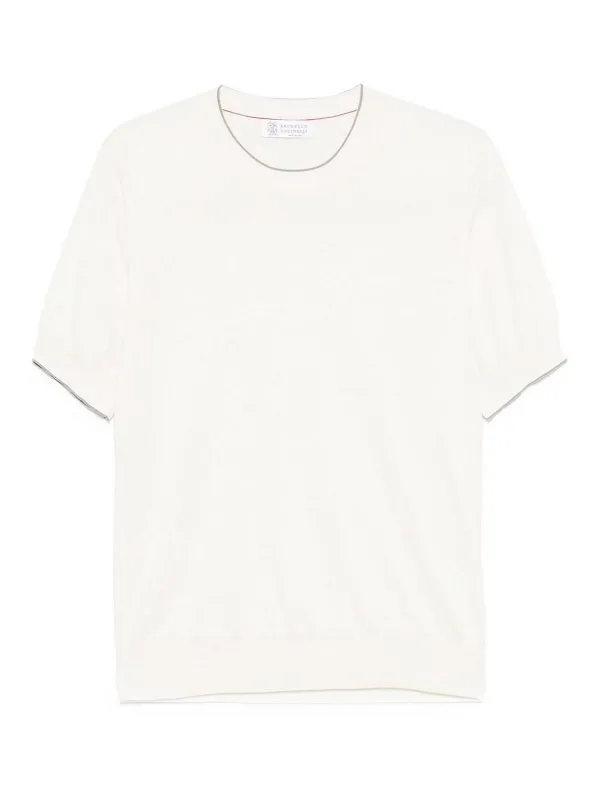 Brunello Cucinelli Pull Col Rond - Blanc - Blanc | M29805200CXV04