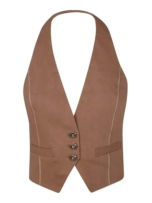 Pinko Gilet - Marron - Marron - Femme | 104932A2EEL31