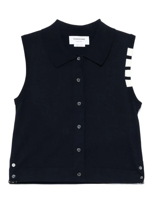 Thom Browne Gilet - Bleu Foncé - Bleu Foncé | FKL002AY3036415