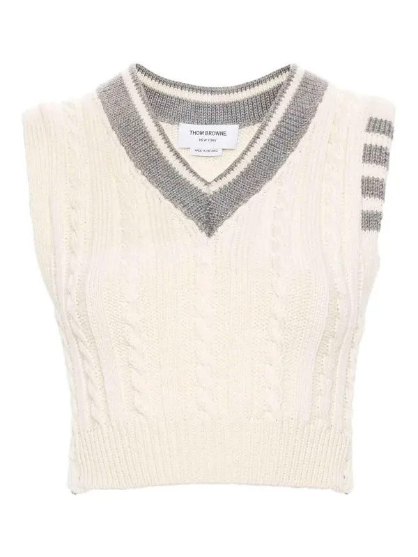 Thom Browne Gilet - Blanc - Blanc - Femme | FKV205AY1024100
