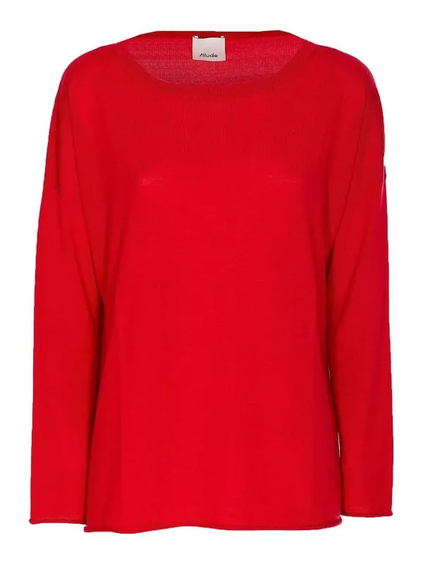 Allude Pull Col Rond - Rouge - Rouge - Femme | 64013465