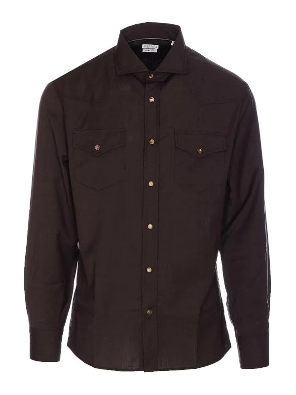 Brunello Cucinelli Chemise - Marron - Marron | MM6704008C051