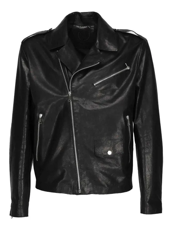 Giuliano Galiano Blouson En Cuir - Noir - Noir - Homme | NEWYORKNT