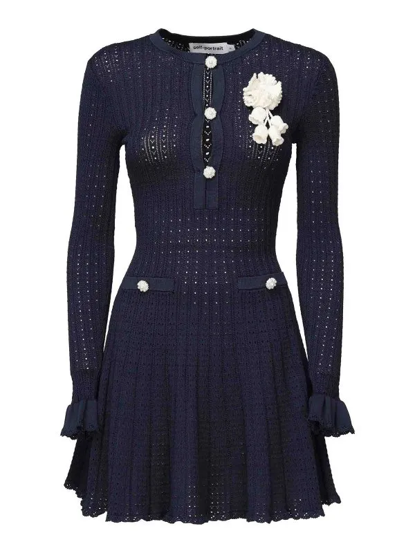 Self Portrait Robe Courte - Bleu - Bleu - Femme | PF25094SBL