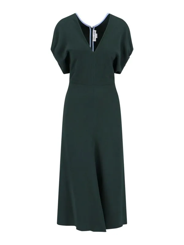 Victoria Beckham Robe Au Genou - Vert | 1325WDR006381ADARKPINE
