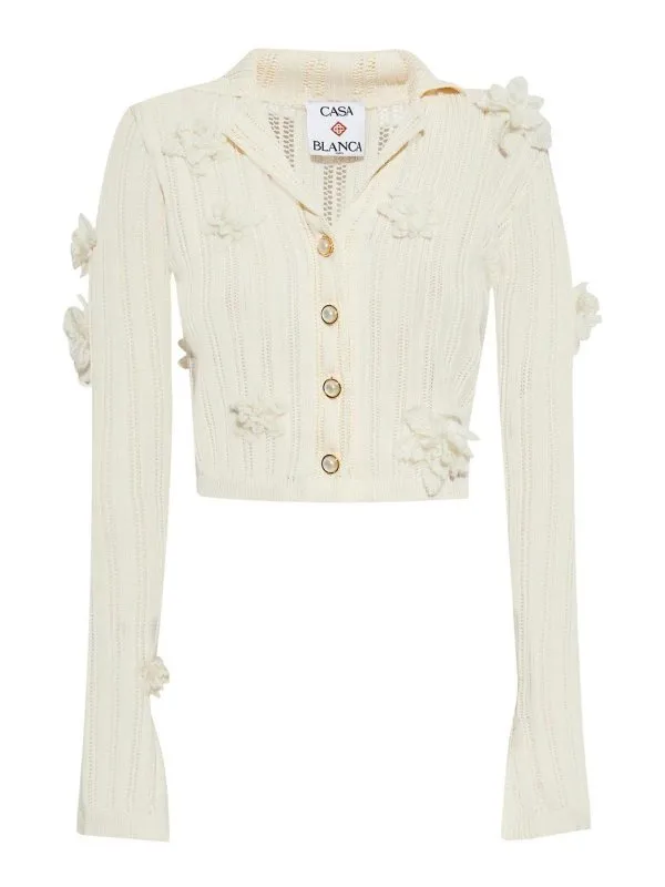 Casablanca Cardigan - Blanc - Blanc - Femme | WS25KW95501