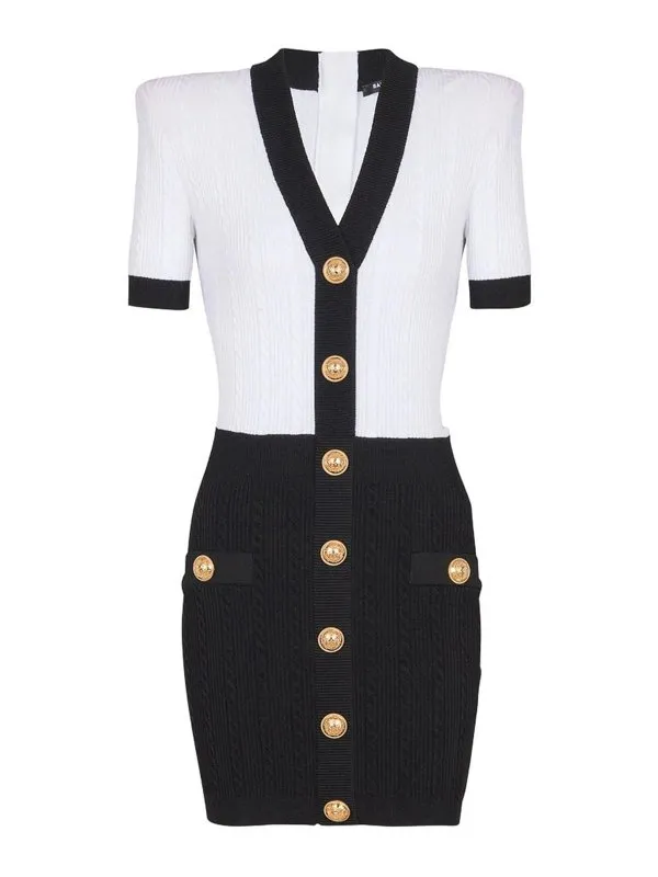 Balmain Robe Au Genou - Blanc - Blanc - Femme | FF1R6033KI50EAB