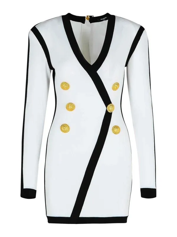 Balmain Robe Au Genou - Blanc - Blanc - Femme | EF0R8058KI48GAB