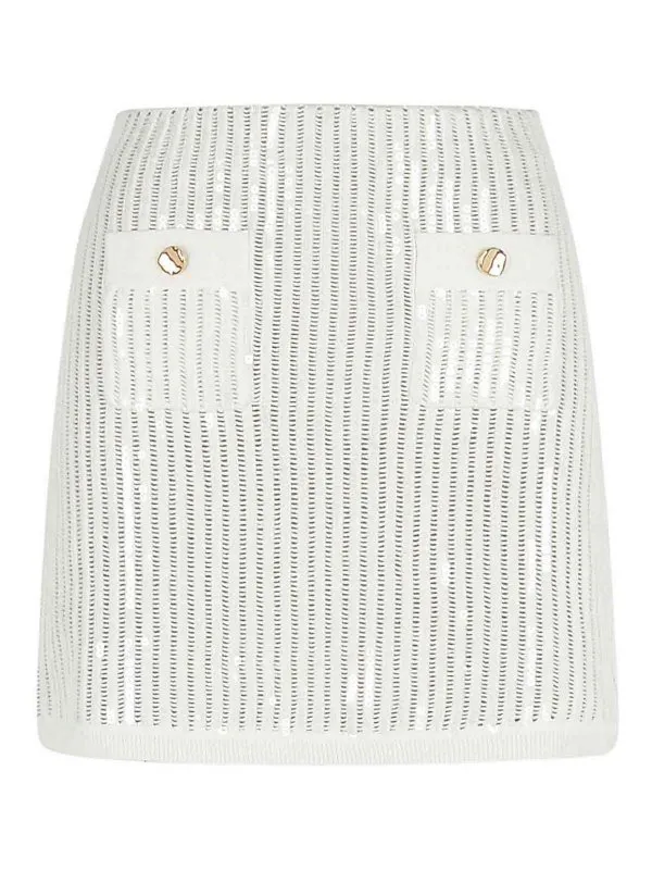 Self Portrait Jupe Midi - Blanc - Blanc - Femme | SS25126SKWWHITE