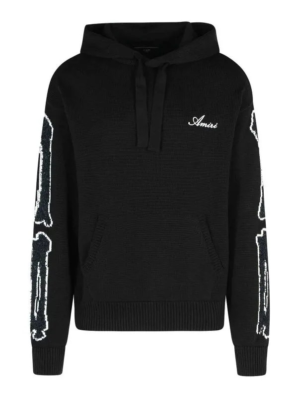 Amiri Pull Col Rond - Noir - Noir - Homme | AMKNHD1001BLACKWHITE