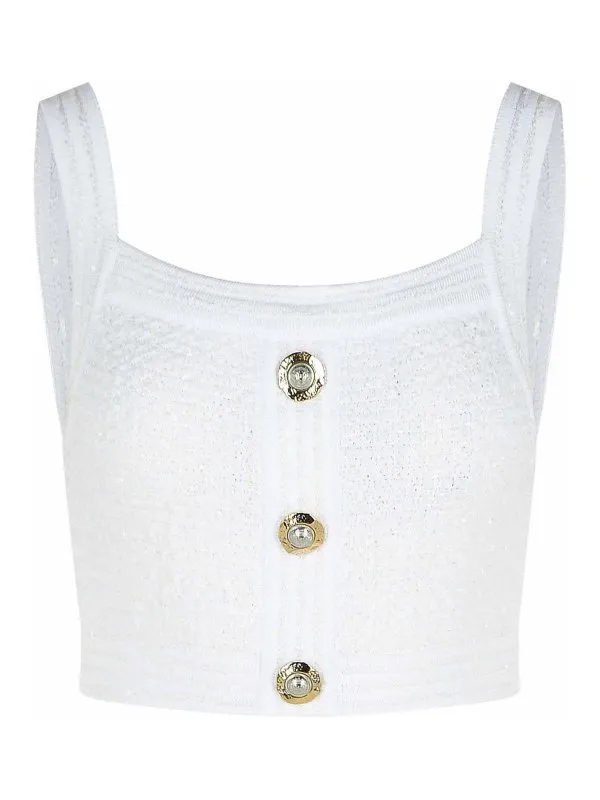 Balmain Top - Blanc - Blanc - Femme | FF1AB052KI740FA