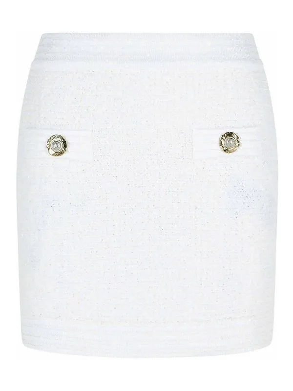 Balmain Mini Jupe - Blanc - Blanc - Femme | FF1LB015KI740FA
