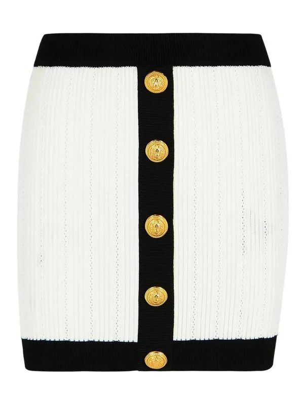 Balmain Jupe Midi - Blanc - Blanc - Femme | FF1LB039KI64GAB