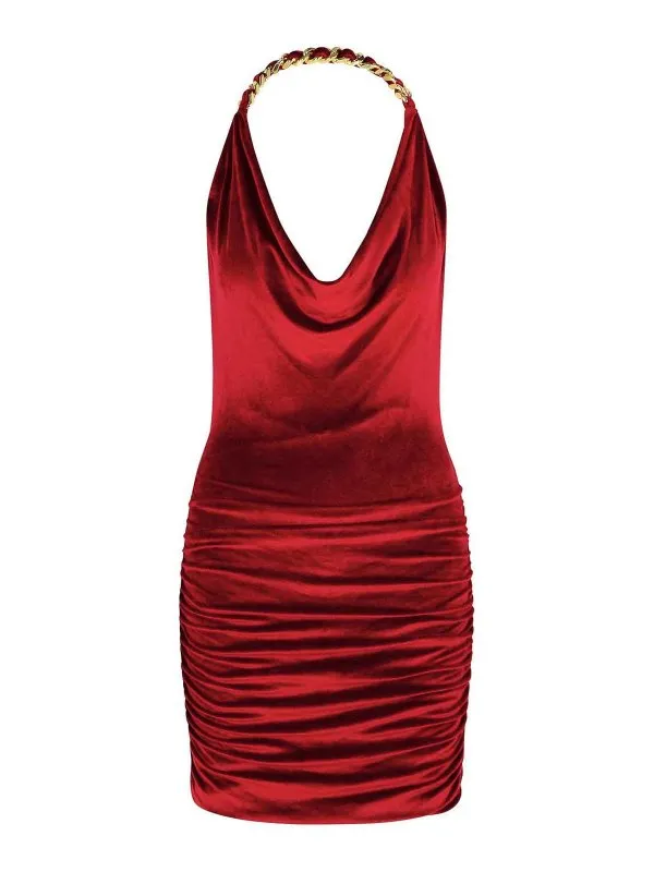 Balmain Robe Au Genou - Rouge Brun - Rouge Brun | FF1R5112JC643KD