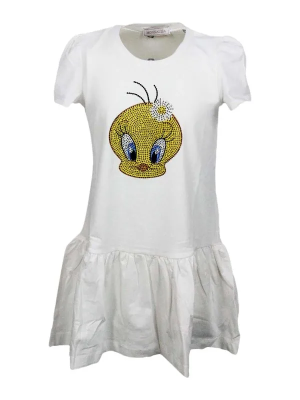 Monnalisa Robe Au Genou - Blanc - Blanc - Fille | 19991990030001